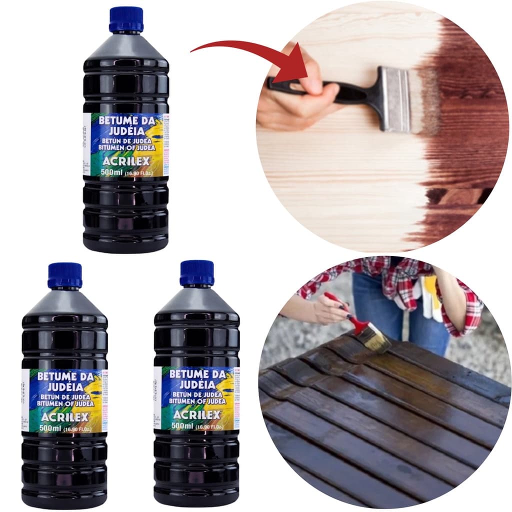 Kit C/ 3 Unidades De Betume Da Judéia Acrilex 500 Ml
