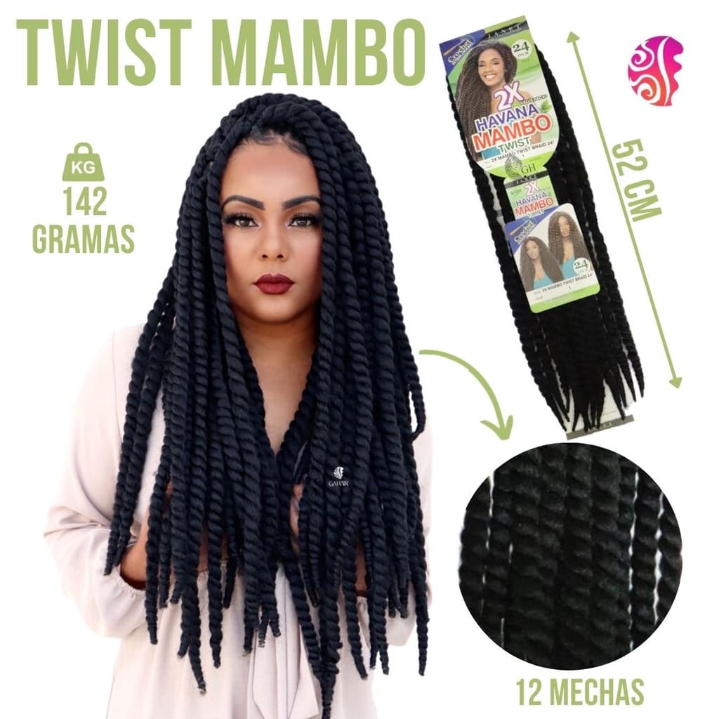 Cabelo Sintético Twist Para Crochet Braid - 77Cm - Fácil de Lavar e Secar - Havana Mambo + Agulha