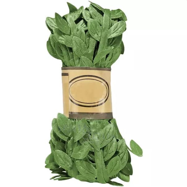 Fita de Folhas de Cetim Verde Musgo Ref. S403 - Rolo com 10 metros