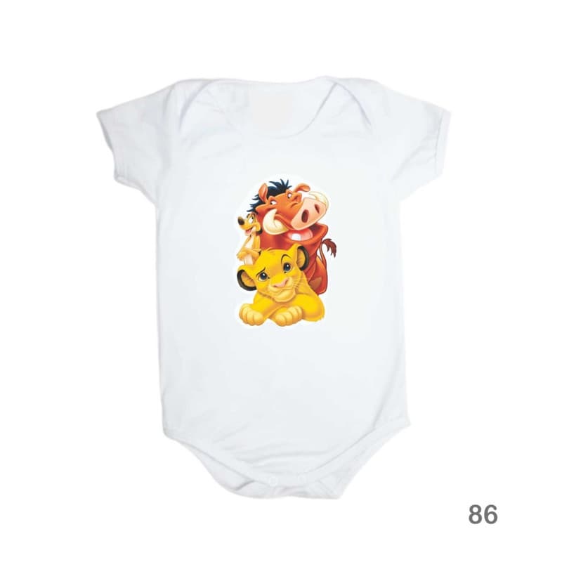 Body de Bebê Personalizado Rei Leão Simba, Timão e Pumba