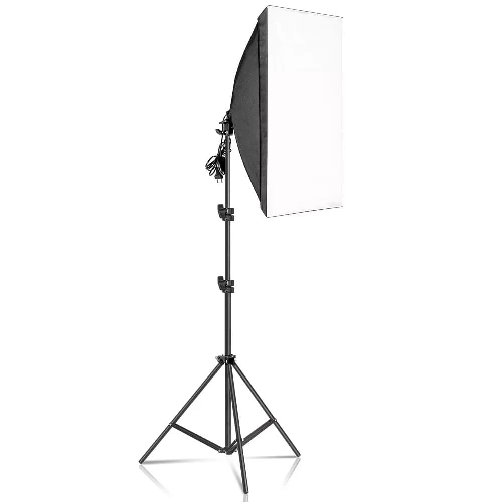 Kit Luz Contínua Softbox 50x70cm + Tripé 2m E27 Estúdio