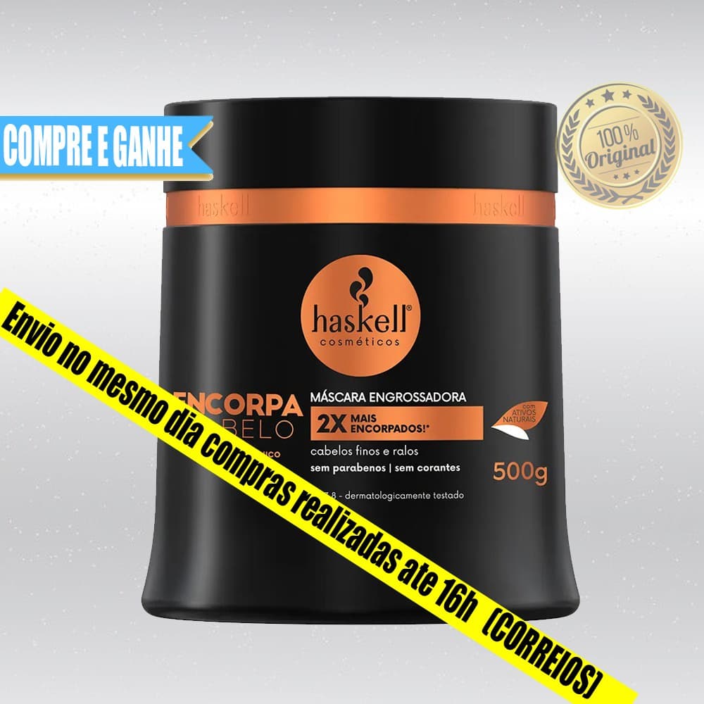 Máscara Encorpa Cabelo Haskell - Engrossador de Cabelos Finos e Ralos