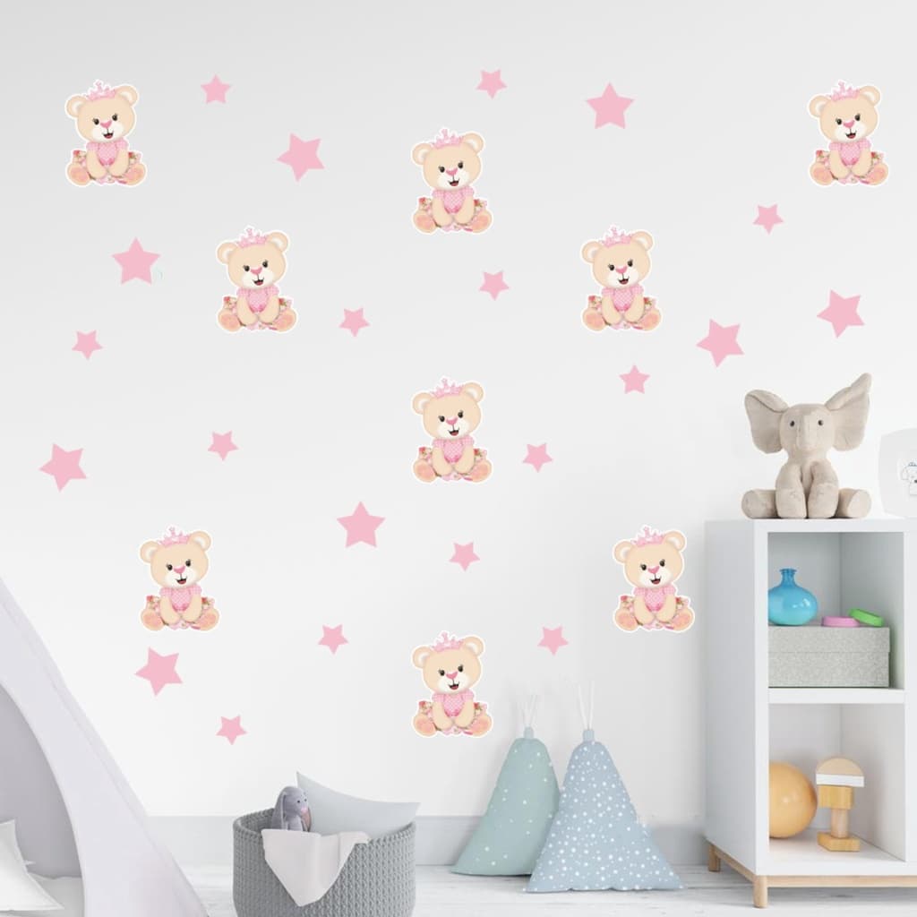 Adesivo de Parede Infantil Ursa Ursinha Princesa rosa decoração infantil quarto de bebê