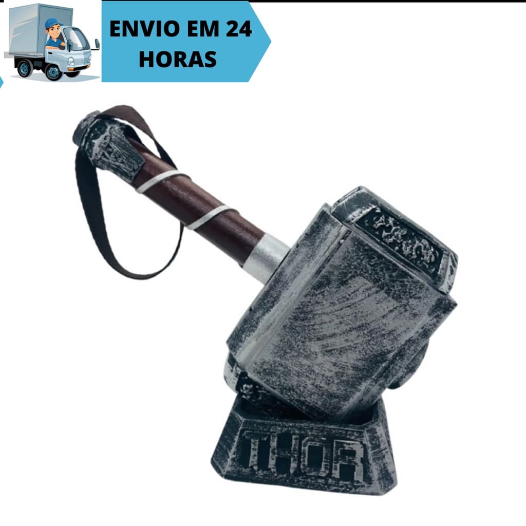 Mjolnir Martelo Thor com Base Filme Vingadores Colecionavel Estatua Colecionável Decoração 30cm