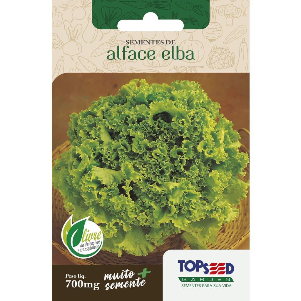 Semente de Alface Crespa Elba 700mg Saladas Horta