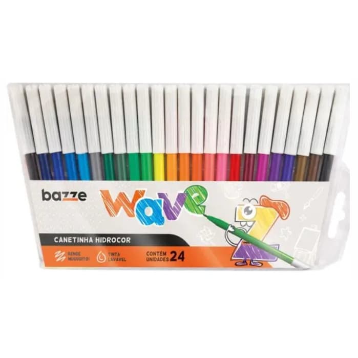 CANETA Hidrocor Ponta Fina Wave - 24 Núcleos - Bazze