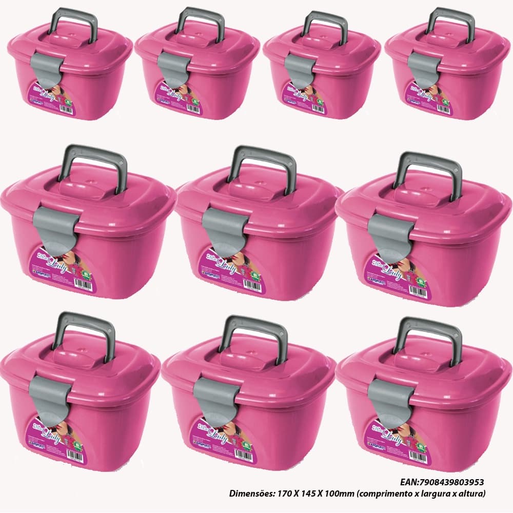 Kit Com 30 Mini Maleta Lady Box Rosa - Arqplast