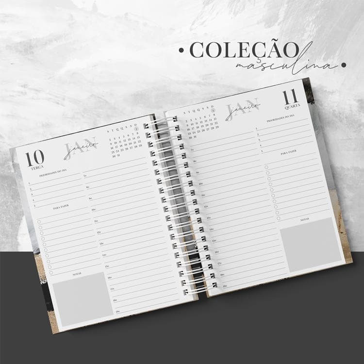 Miolo Impresso A5 para Agenda Masculina - 1 dia por página