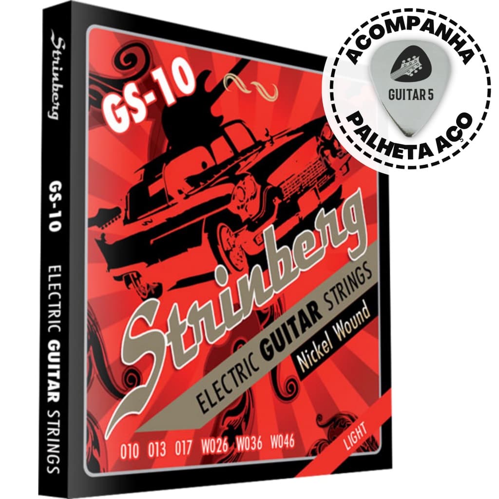 Encordoamento Para Guitarra Strinberg ORIGINAL 010 046 GS10 Com 1ª Corda Mi Extra (0.010 0.10) Jogo De cordas De Guitarra Light Nickel Wound