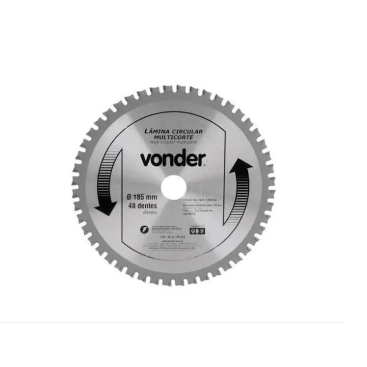Disco Lâmina Multicorte  Serra Circular 185mm 48d Vonder
