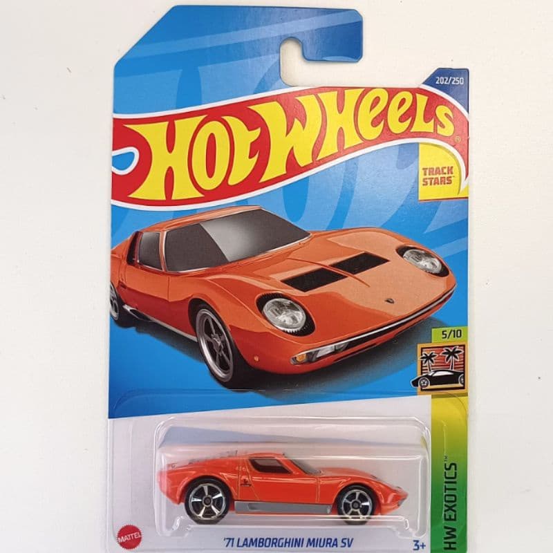 Miniatura carrinho Hot Wheels Exotics '71 Lamborghini Miura SV Mattel carrinho HCV34-M7C5