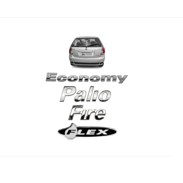 Kit Emblema Nome Letreiro Palio + Fire + Economy + Flex 4pçs