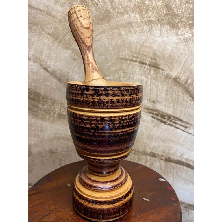 Pilão de madeira grande com socador de madeira Socador de alho de madeira 20cm