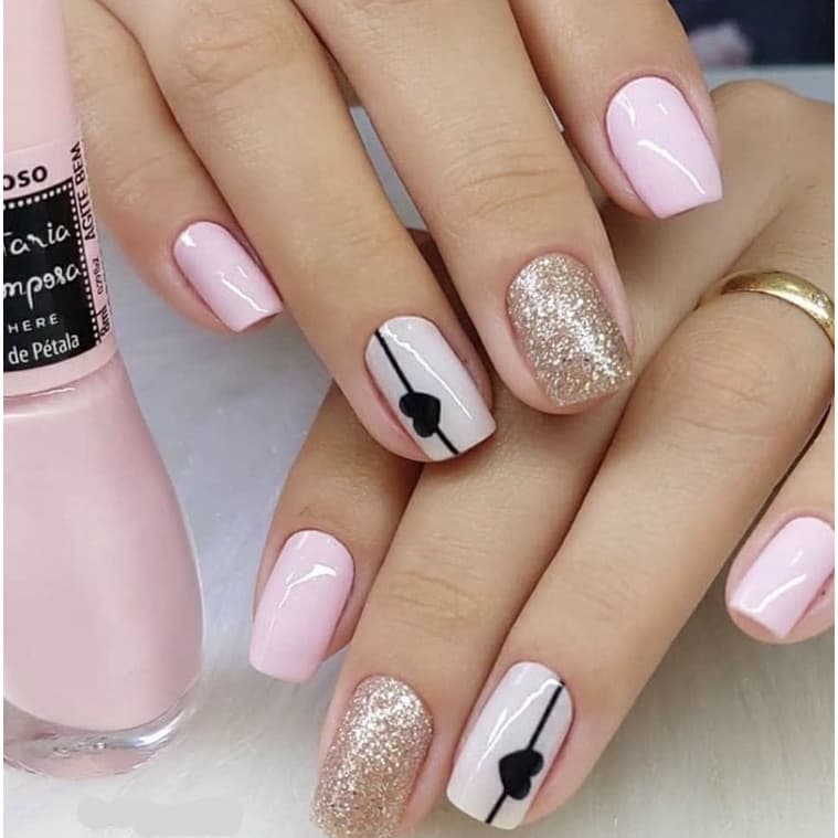 Película de unha linha coração cartela com 12 adesivos DVS - 100 // Adesivos,películas,unhas,nails art,unhas decoradas,