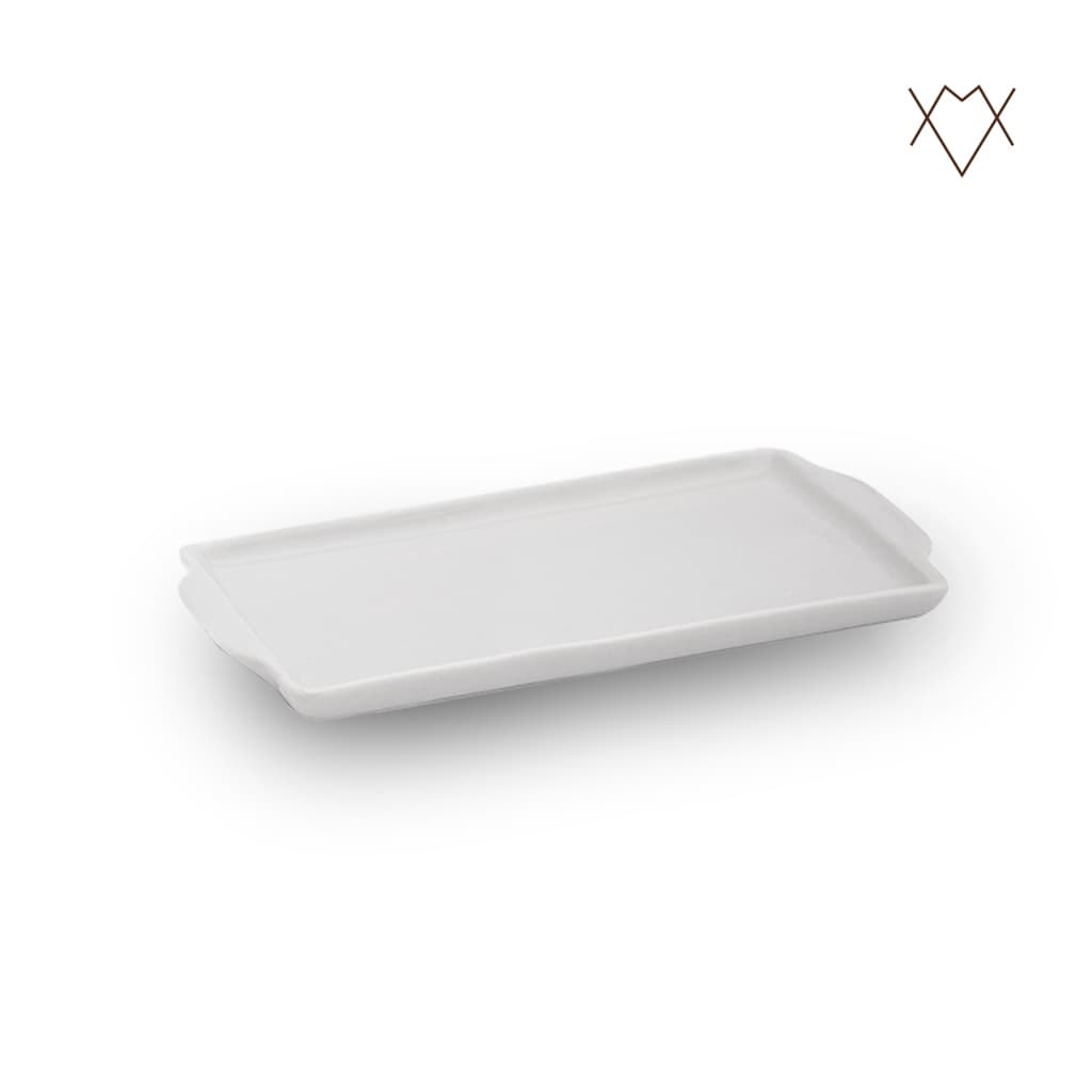 Bandeja Retangular de Porcelana Branca 21cm Travessa para Kit Higiene Café e Decoração