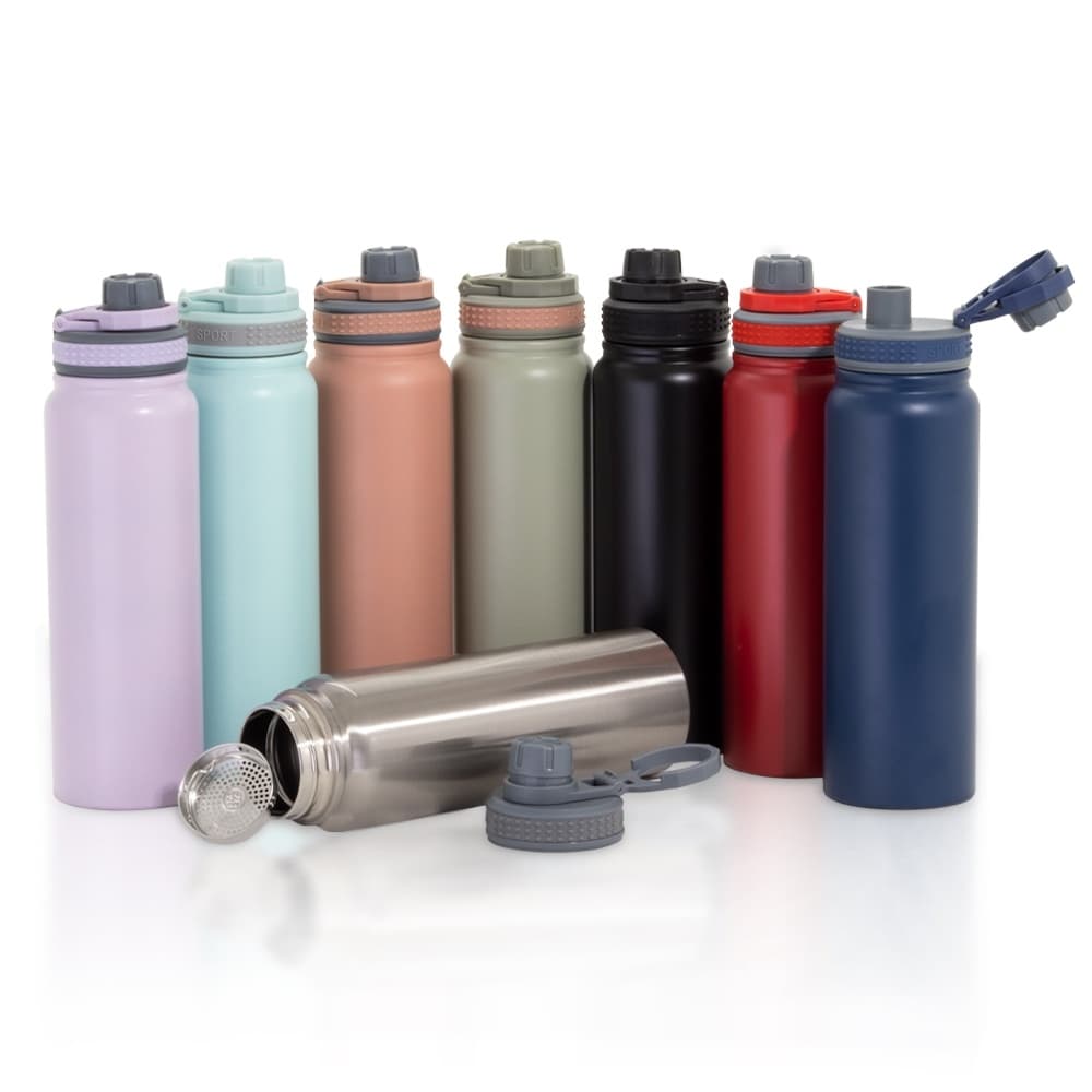 Garrafa térmica com infusor de bebidas feita em inox  de parede dupla com capacidade de 850ml
