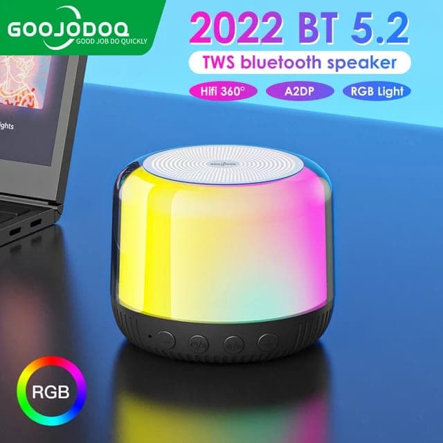 Caixa de som portátil tws alta fidelidade Goojodoq 360, com ou sem Rgb com ritmo da musica