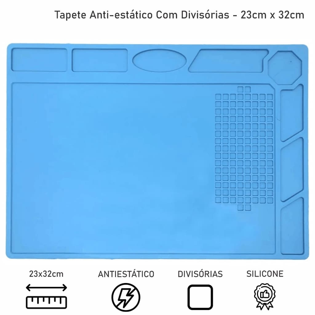 Manta Antiestática Silicone 32x23cm Para Manutenção Com Divisórias