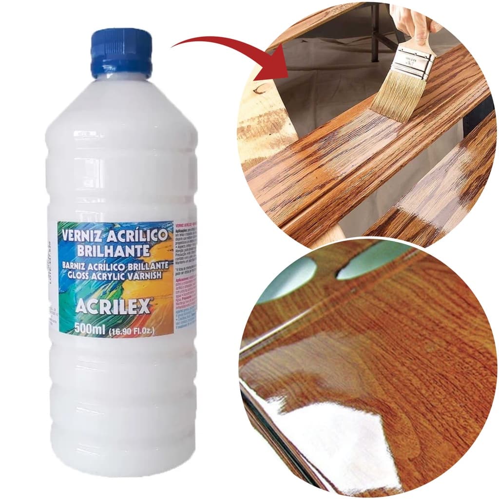 Verniz Acrílico Brilhante Atóxica Leitosa 500ml - Acrilex