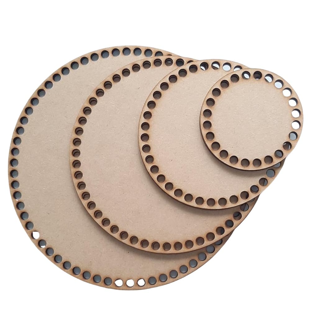 Base de MDF Cru Redonda Para Crochê Fio Malha Tamanhos Variados 10 a 25cm