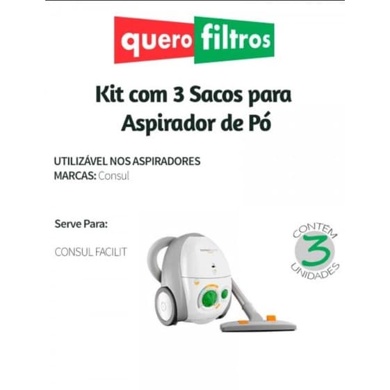 SACO FILTRO PARA ASPIRADOR DE PÓ CONSUL FIT
