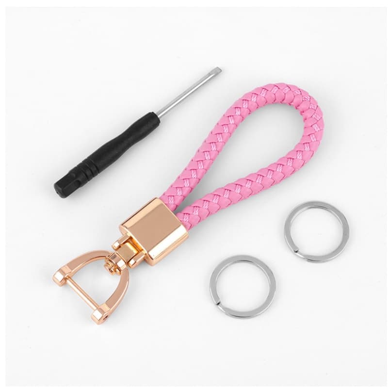 Chaveiro Rosa Acessórios Metal Cromado Couro Feminino Carro Chaves