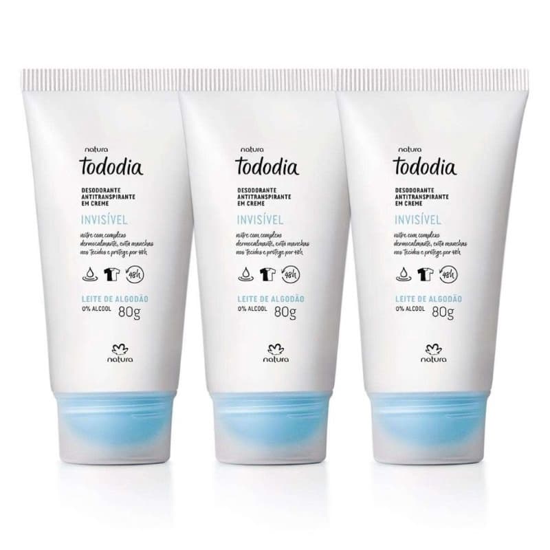 Desodorante em Creme Tododia Algodão Kit c/3
