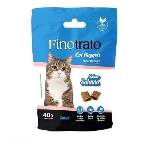 Combo 3 Petisco Finotrato Cat Nuggets Salmão Gatos Adultos 40g