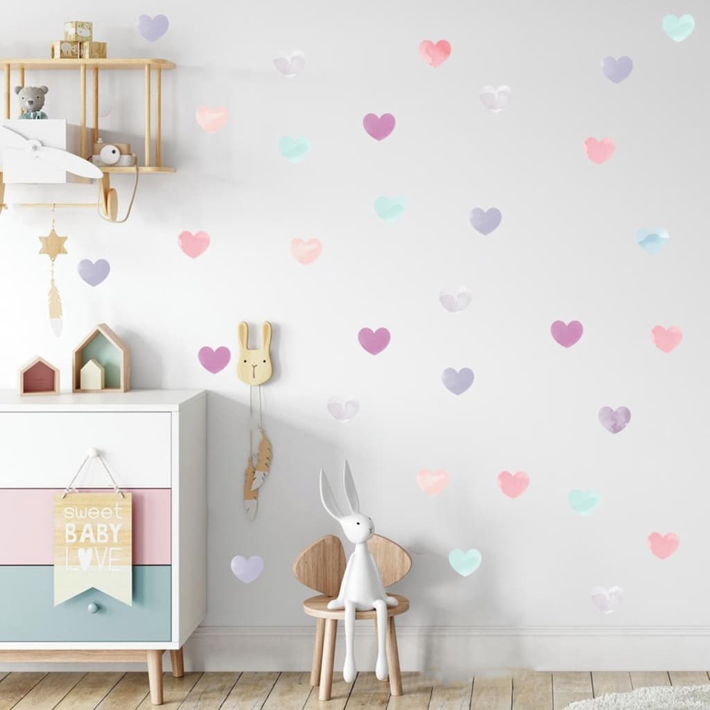 Adesivos de Parede Corações Aquarela Decoração Casa Quarto de bebê
