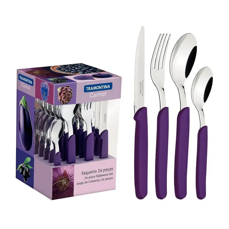 Faqueiro Carmel Tramontina 24 Peças Modelo Purpura Escuro Original