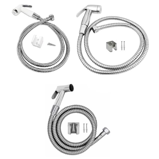 KIT ducha higiênica Mangueira Flexível em Aço Inox 1,20Cm e gatilho chuveirinho branco/cromado/metal