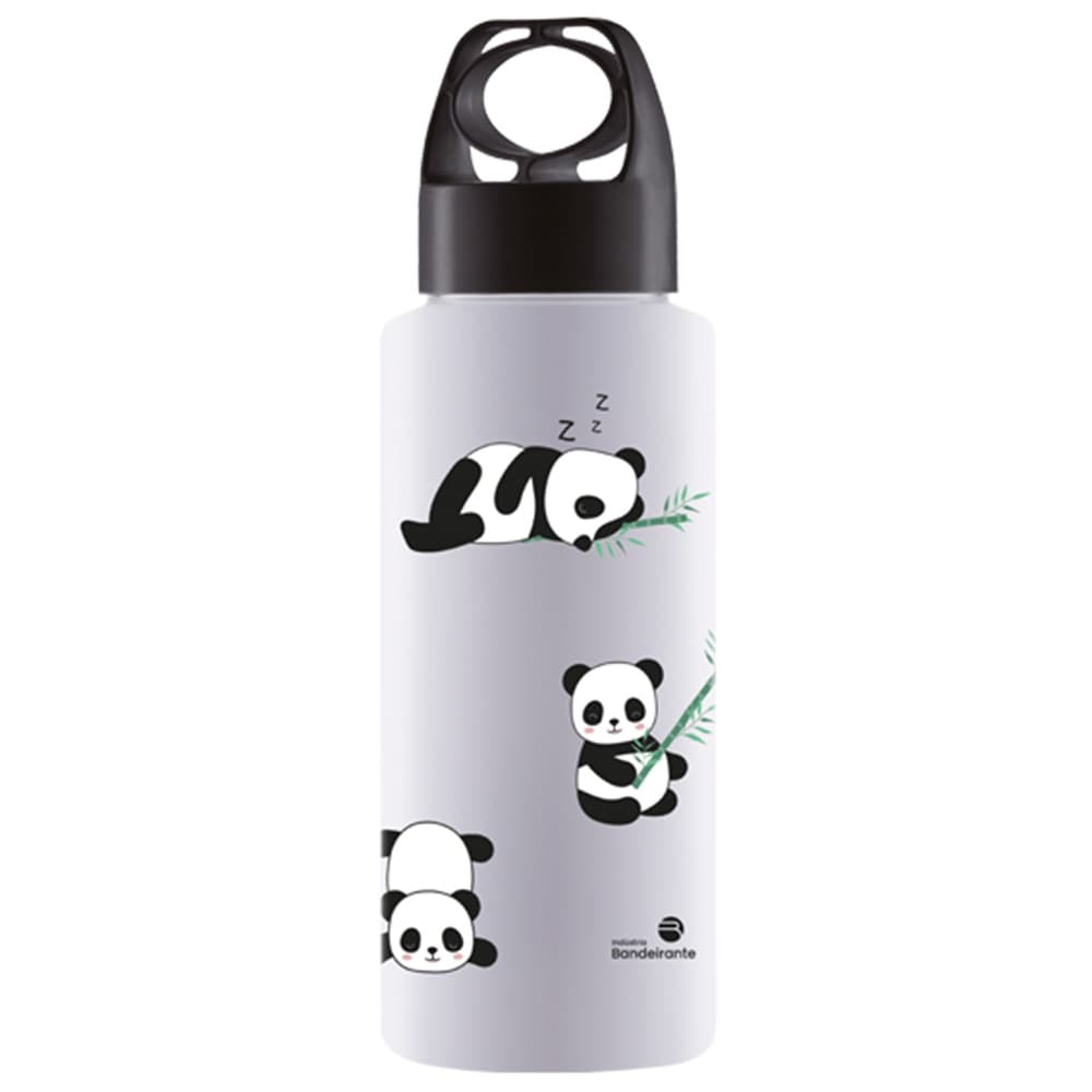 GARRAFA SQUEEZE DE PLASTICO PET SPORT PANDA COM TAMPA + ALCA 350ML