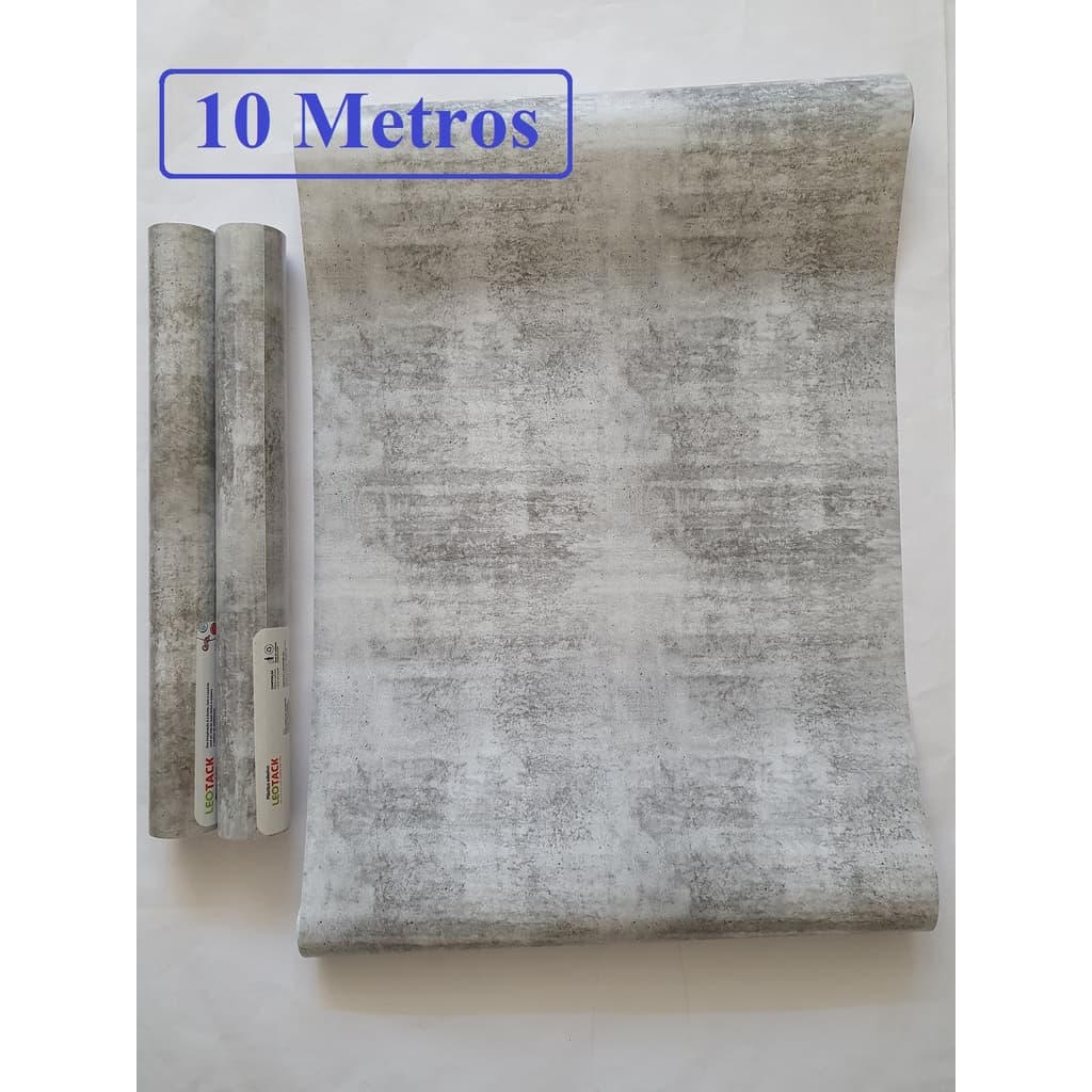 Papel Adesivo de Parede Cimento Queimado Fosco Lavável 10 Metros x 45 cm Leotack tipo Contact