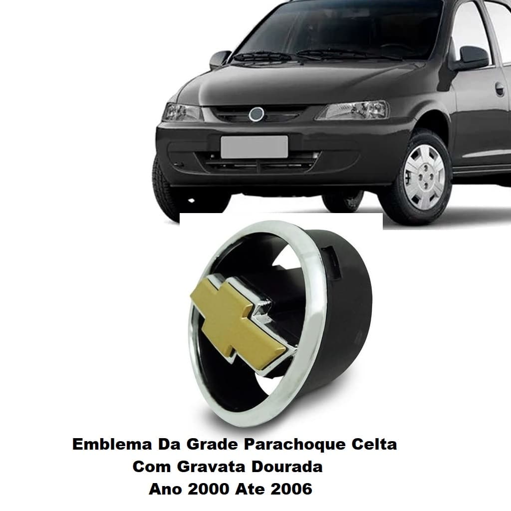 Emblema Grade GM Celta 2001 2002 2003 2004 2005 2006 Logo Dourado 08035D