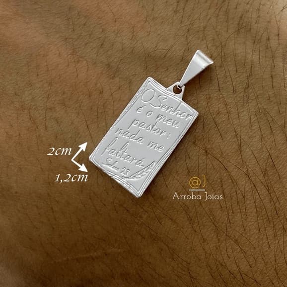 Pingente Medalha Tudo Posso ou Salmo 23 Banhado a Prata 925 Masculino