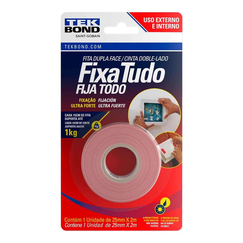 Fita Dupla Face TekBond | FITA FIXA TUDO ACRÍLICA USO EXTERNO e INTERNO