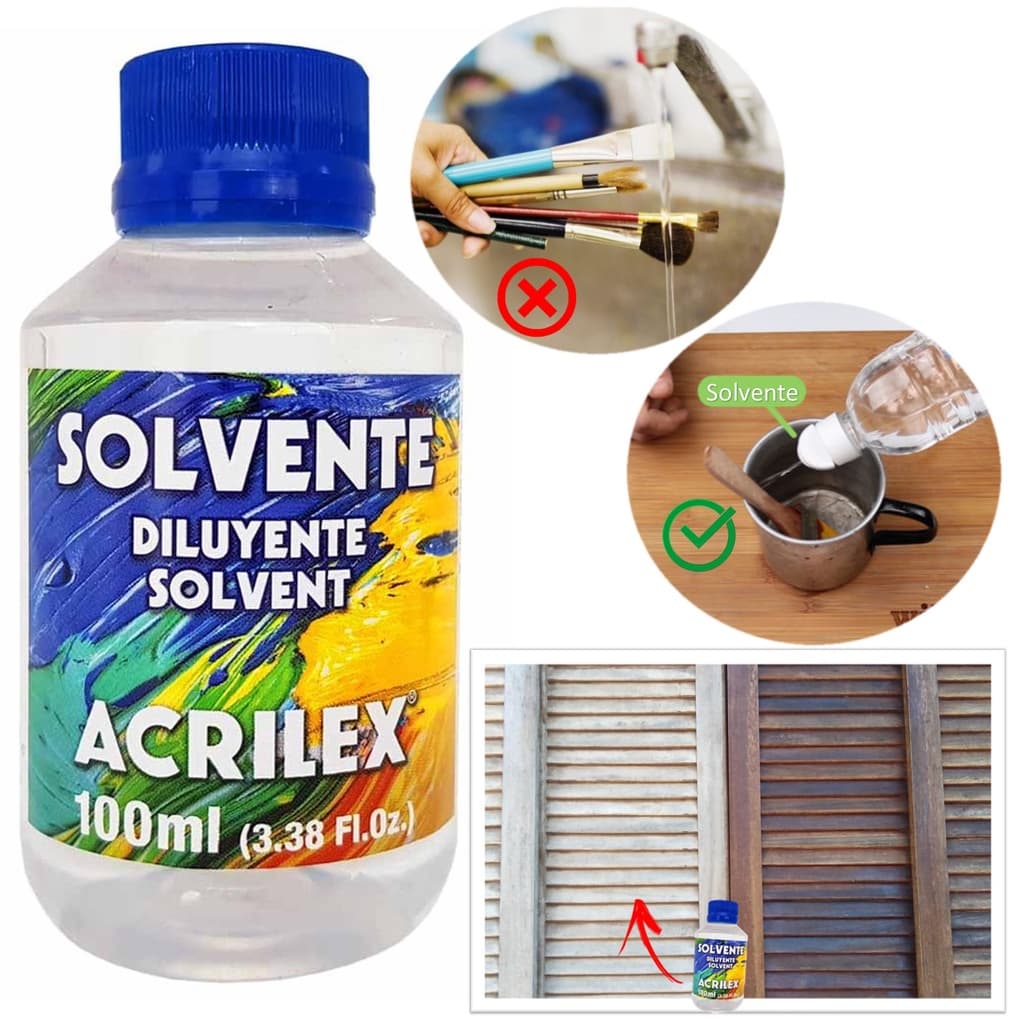 Solvente Diluente 100ml Para Verniz Geral - Acrilex