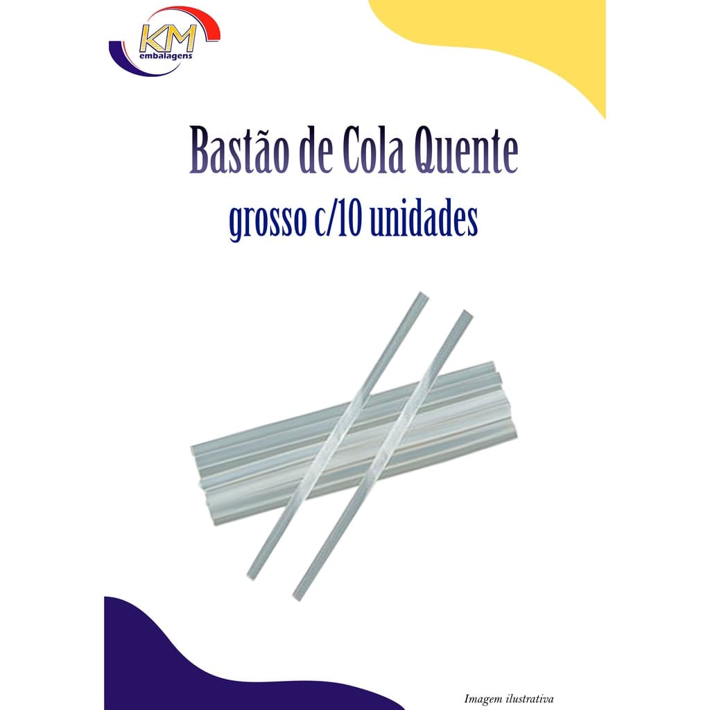 Bastão de cola quente grosso c/10 unid. - Rhamos & Brito - cola adesiva, artesanato, colagem