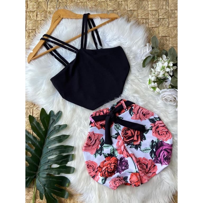 Conjunto LINDA MULHER (croped +short com cinto) PROMOÇÃO só HOJE