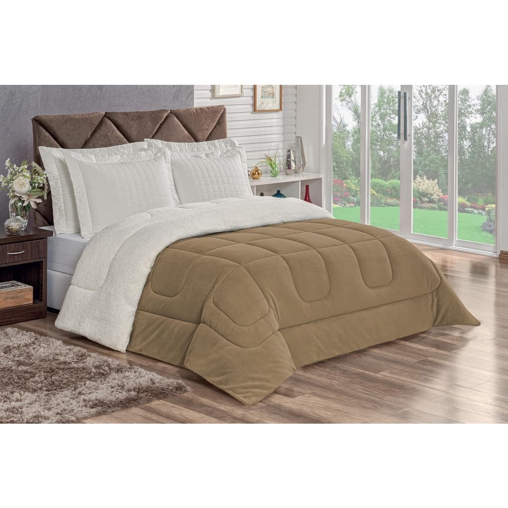 Coberdrom Solteiro Veneza Manta Flannel Sherpa Lã de Carneiro Dupla Face