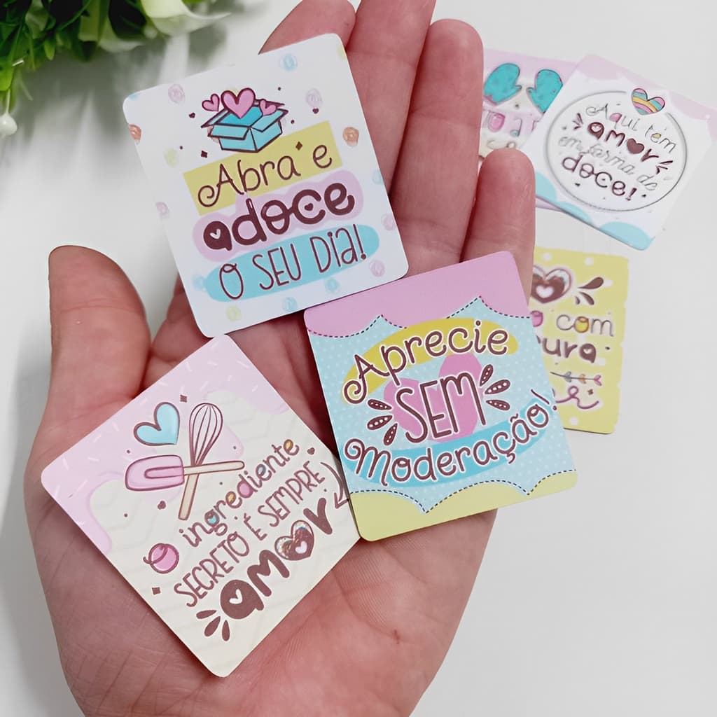 100  Tag/ confeitaria/cartão doceria/card frases/ doces