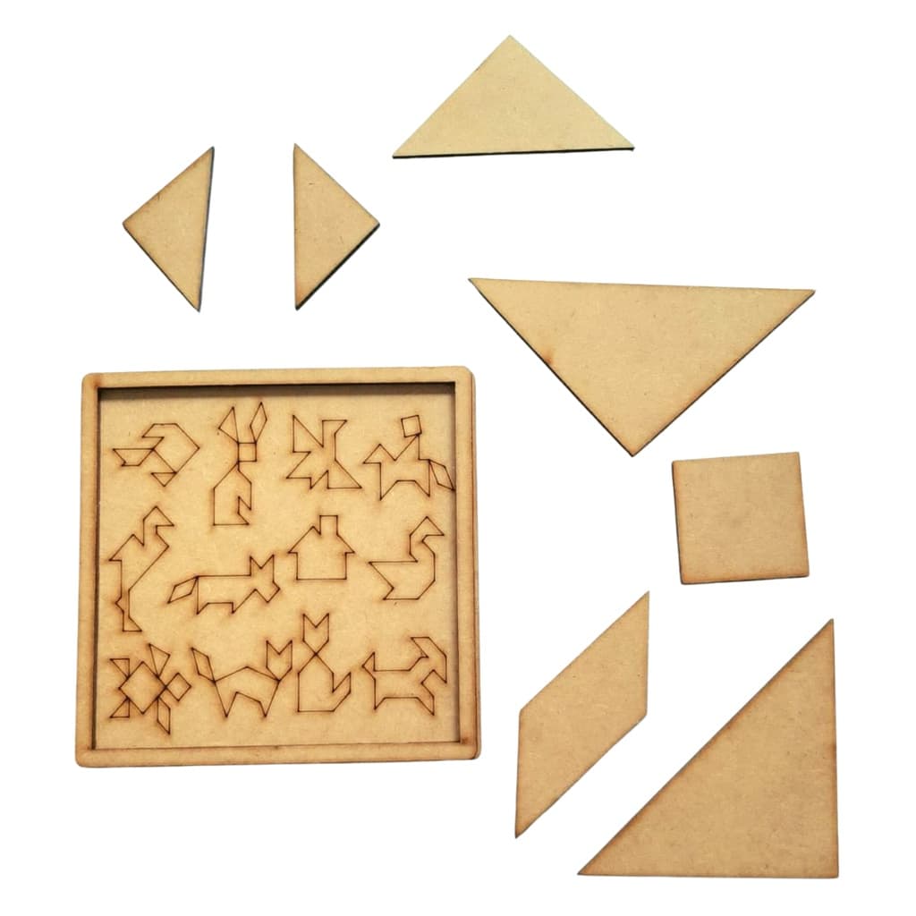 Quebra Cabeça 3D Tangram De MDF Para Crianças Tridimensionais Brinquedo Educativo Infantil