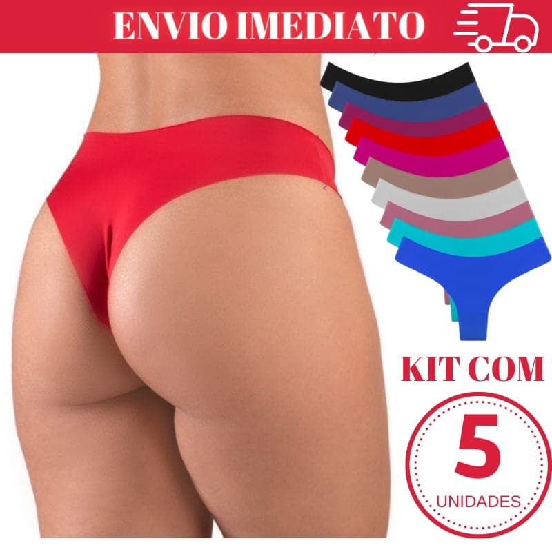 Kit 5 Calcinhas Tanga CONFORTO Sem Costura Corte Laser Promoção Revenda