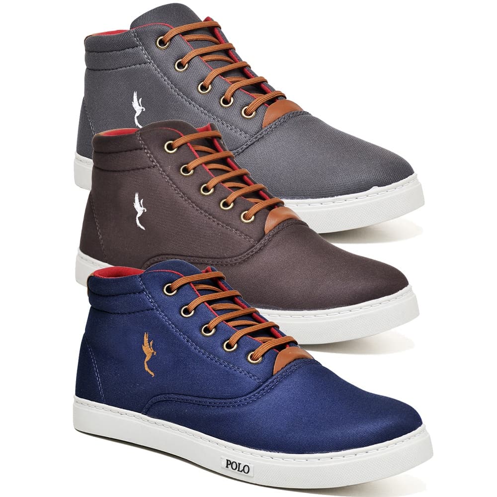 Tênis Polo Masculino Casual Cano Alto Kit 3 Pares Sapatenis Promoção