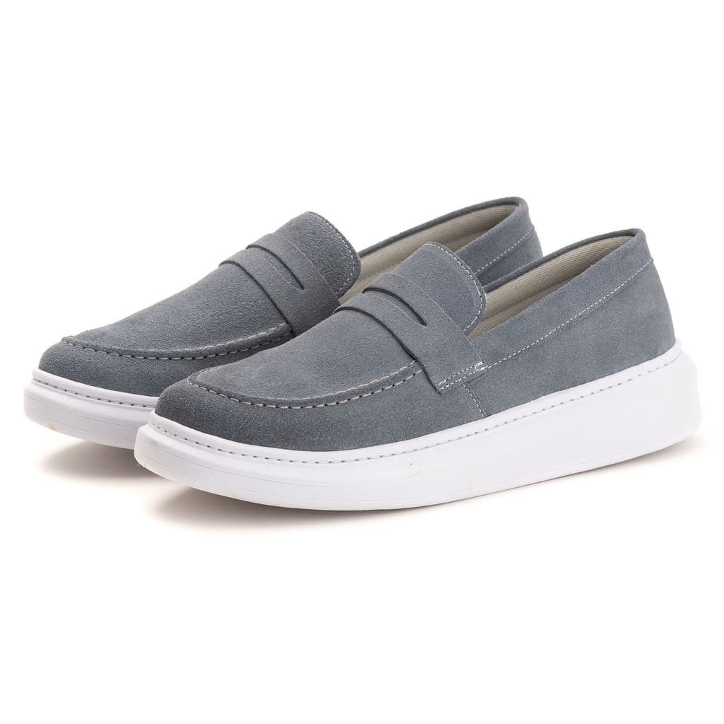 Tenis Masculino Casual em Couro Legitimo Slip On Sola Alta Confortavel Estilo 2025
