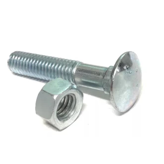 Parafuso Francês 3/8'' X 2'' + Porca Zincada Branca