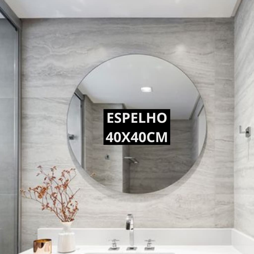 Espelho Banheiro Decorativo - Espelho Redondo 40x40CM Vidro Cristal