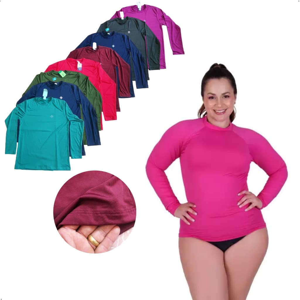 Camisa Térmica Blusa UV Feminina Masculina Plus Size Proteção Solar Tecido fresco Premium Segunda Pele  Unissex Envio