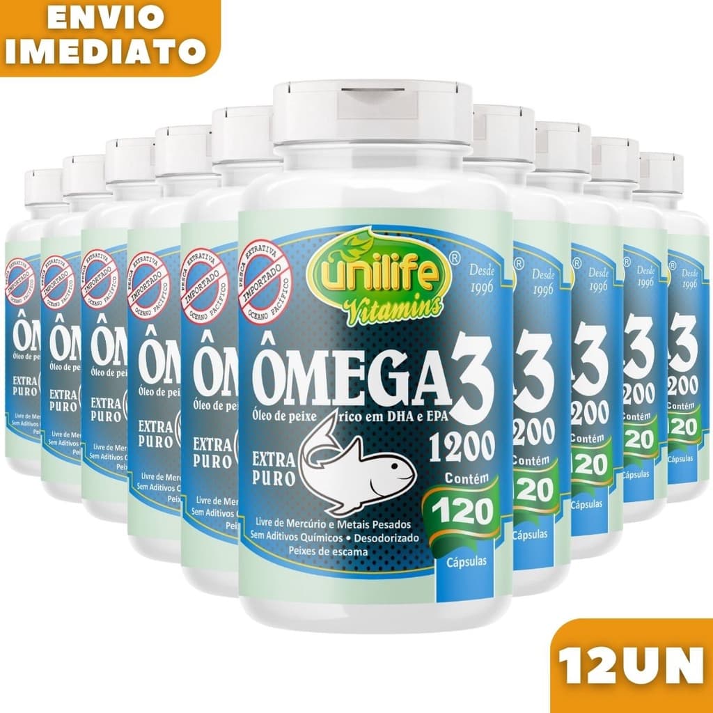 Kit  Ômega 12 Óleo de Peixe 100% Puro 120 Cápsulas 1200mg - Unilife