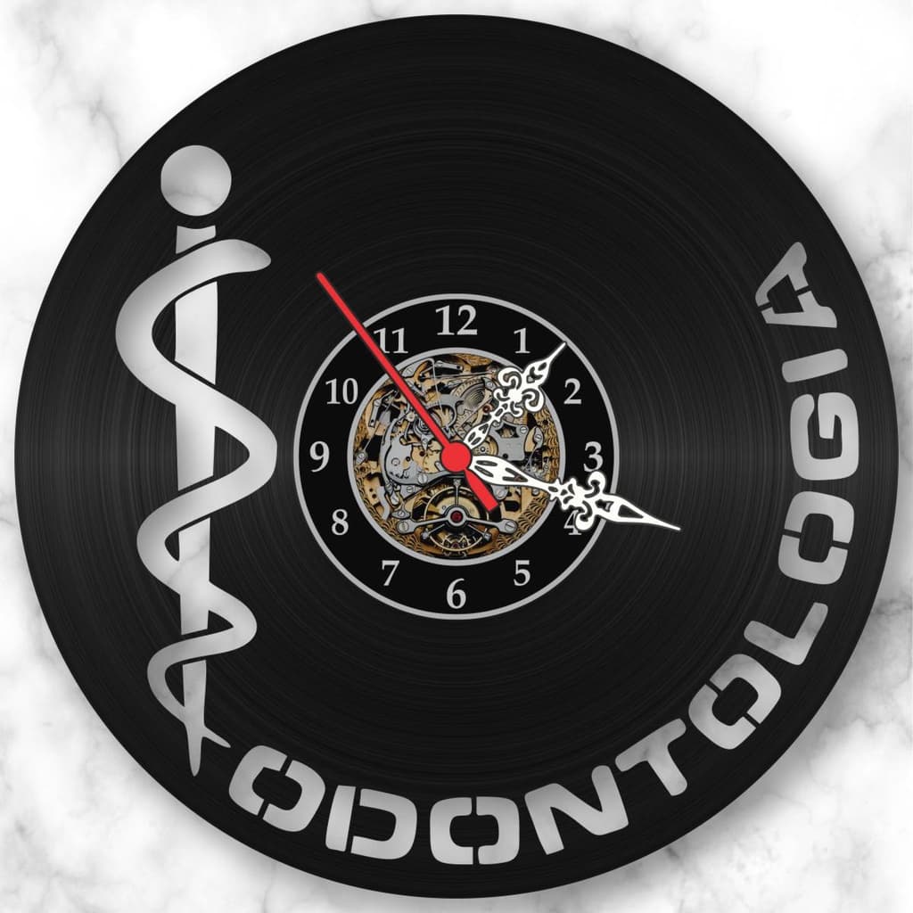 Relógio Parede Odontologia Universitário Vinil Lp Decoração